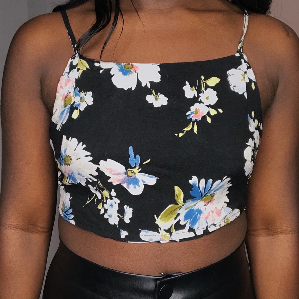 Floral Back Tie Top